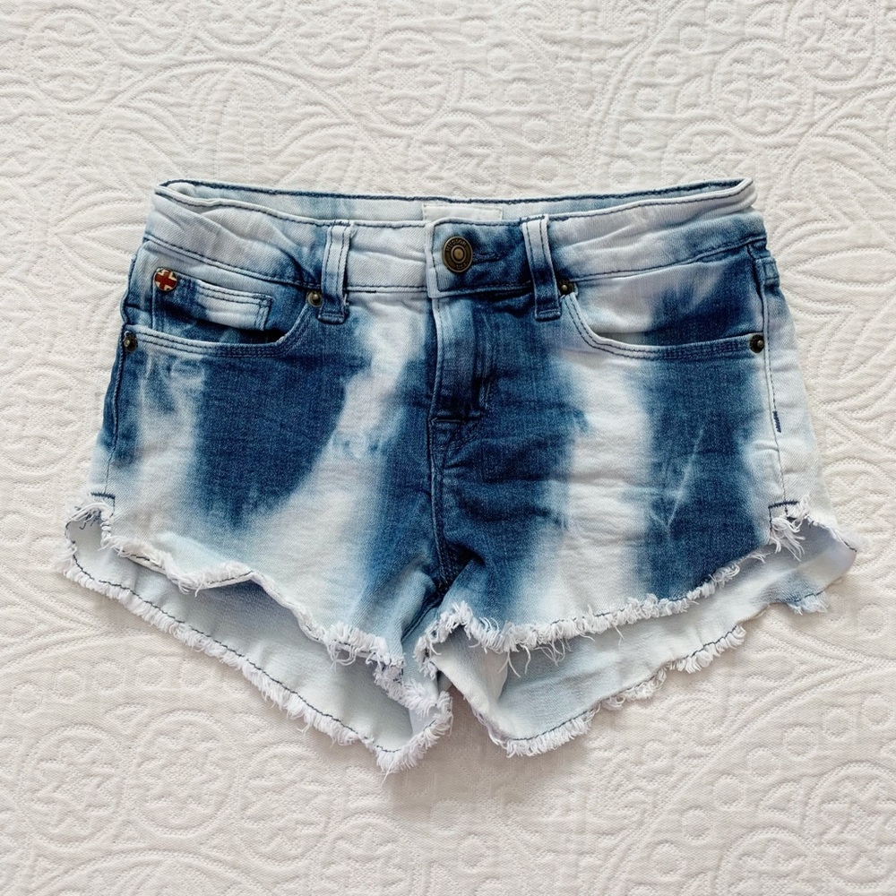 Hudson Jeans Girls' Raw Hem‎ Bleached Denim Shorts (Sz 12)